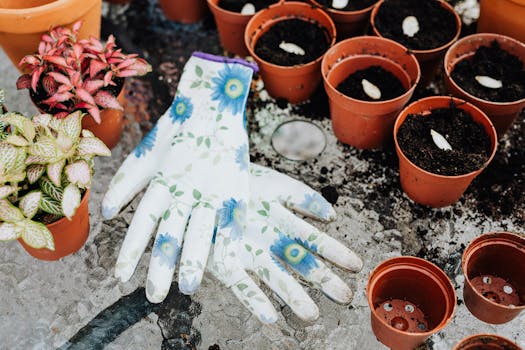 family planting seeds in pots