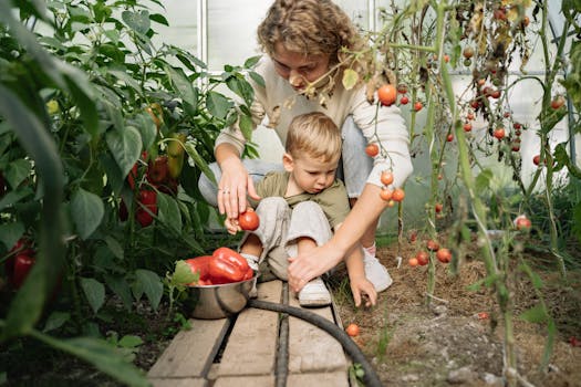 children harvesting vegetables in a school garden