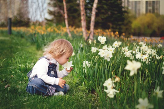 children creating a garden timeline