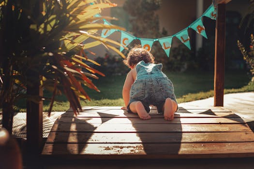 colorful garden with children planting