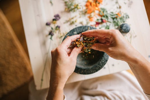 Scrapbook with dried flowers