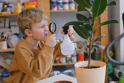 children learning fractions through gardening