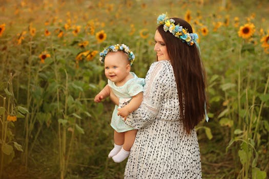 family at a nursery selecting flowers