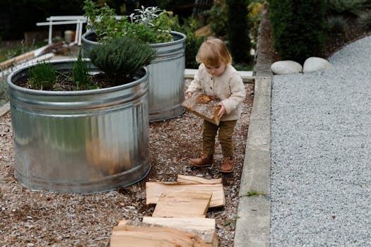 children planting herbs