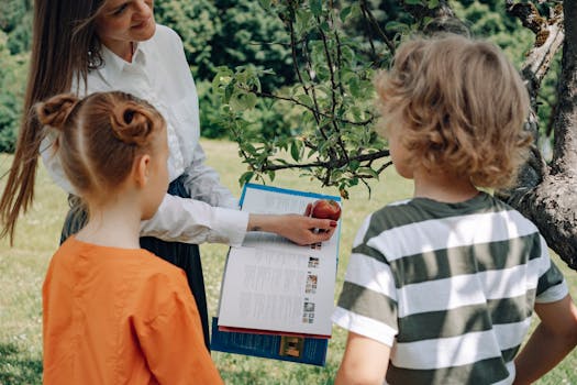 children observing plant growth