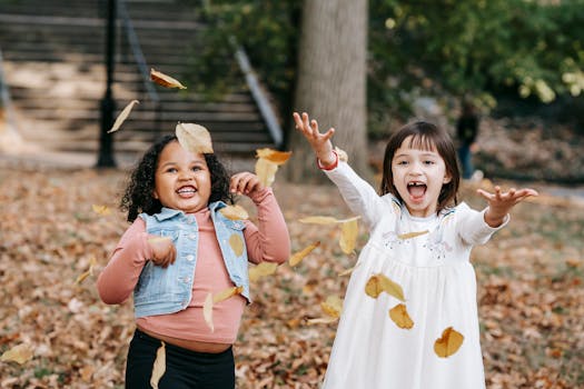 Autumn leaf collage by children