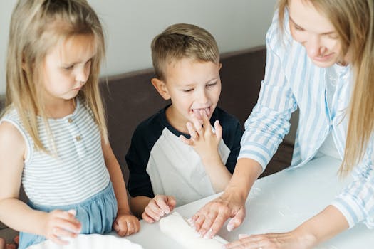 happy family enjoying a nature hunt