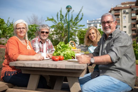 family enjoying gardening