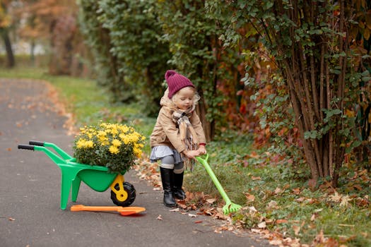 children planting in a fairy garden