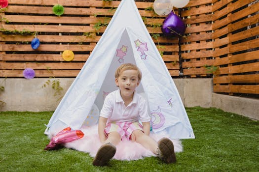 fairy garden setup with children