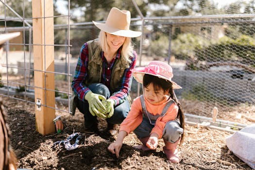 family planting seeds together