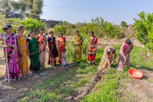 measuring a garden plot with kids