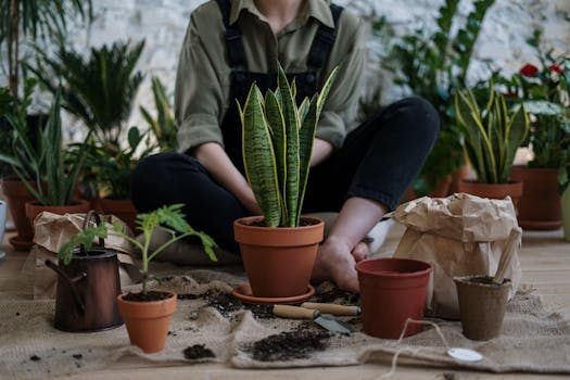 children planting herbs in pots