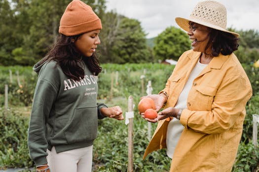 family planting a garden together