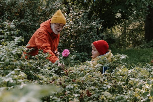 family visiting a botanical garden