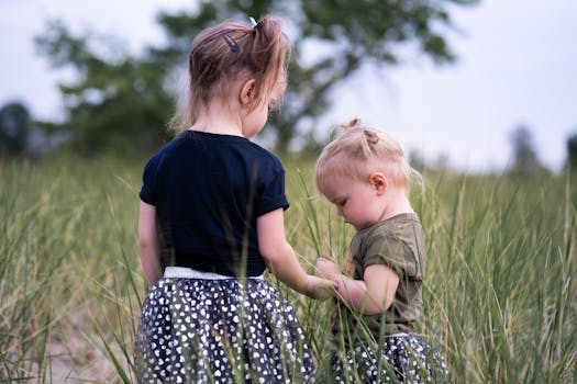 family exploring nature