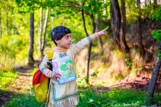 children engaged in nature exploration