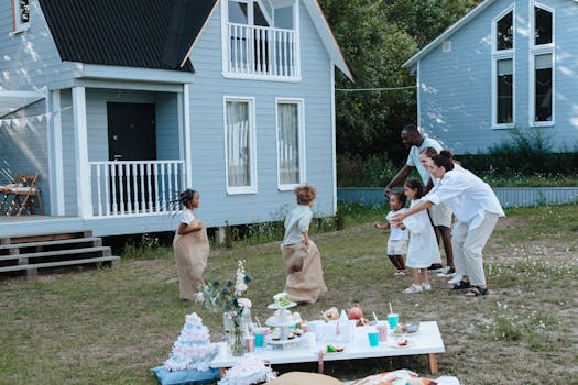 Children playing in a themed garden