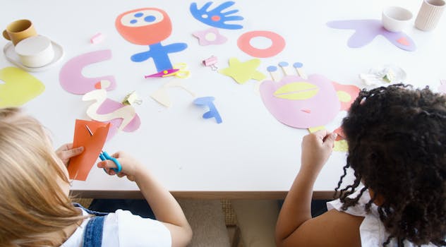 children creating art from compost materials